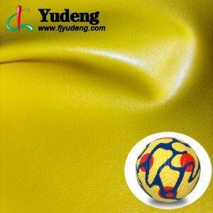 Fornecedor atacadista de couro PU amarelo para bolas de futebol.