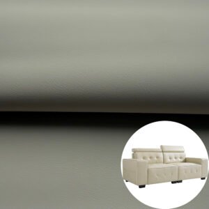 Scratch-Resistant PU Leather Thickness 1.2mm Beige Gray for Furniture (Sewable, Semi-Silicon)