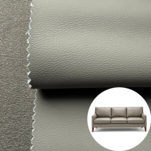 Stone Gray Rexine PU Leather for Sofa Furniture (Scratch-Resistant, Dirt-Resistant, Hydrolysis-Resistant)