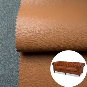 Brown Orange Rexine PU Leather for Soft Furniture (Scratch-Resistant, Stitchable)