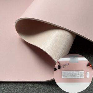 Peach Pink Double-Sided Synthetic PU Leather for Desk Pad (Anti-Slip, Anti-Fouling)