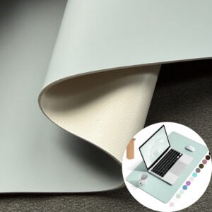 Foggy Green/Blue Double-Sided Rexine PU Leather for Desk Pad (Anti-Slip, Anti-Fouling)