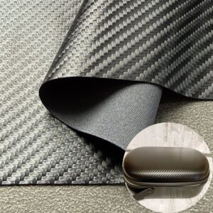 Carbon Fiber Pattern Black Rexine PU Leather for Packaging Box (Colorfast, Heat-Pressable)