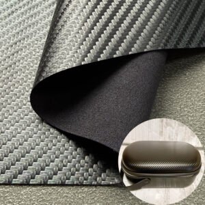 3D Woven Texture Carbon Fiber Pattern Black PU Leather for Packaging Box (Heat-Pressable)
