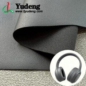 Black PU Coated Fabric PU Leather Material for Earphones/Headphones (Accept OEM ODM Orders)