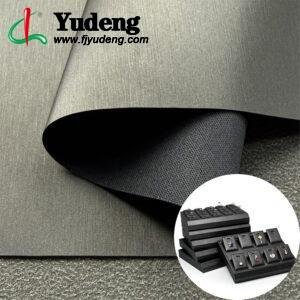 Tecido de couro sintético cinza pérola, material de couro PU para caixas de joias.