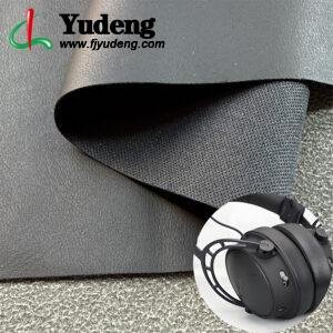 Material de cuero sintético PU gris oscuro para auriculares (se aceptan pedidos OEM/ODM).