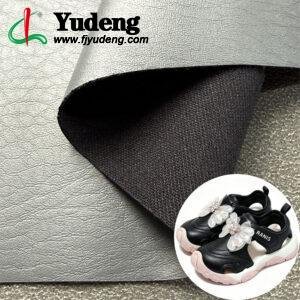 Gray PU Coated Fabric PU Leather Material for Shoes (Environmental Standard Certificated)