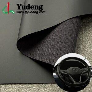Black PU Coated Fabric PU Leather Roll Material for Steering Wheel Cover