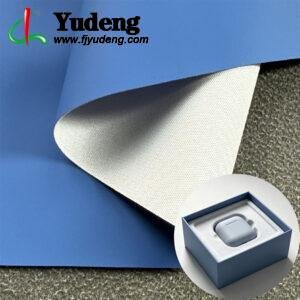 Blue Fake Leather PU Leather Material for Electronic Devices (Accept Surface Finishing Customization)