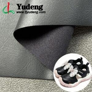 Black Leather Fabric PU Leather Material for Shoes (Packed in Rolls)