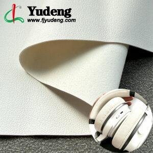 White Leatherette PU Leather Material for Earphones/Headphones (Environmental Standard Certificated)