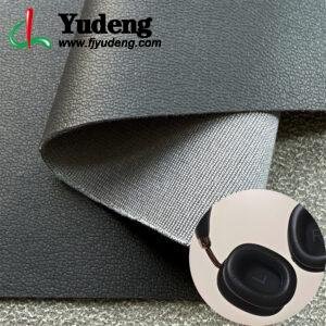 Couro PU preto da China, material de couro PU para fones de ouvido.