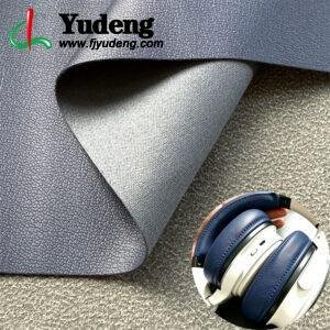 Blue PU Coated Fabric PU Leather Material for Earphones/Headphones (Accept OEM ODM Orders)