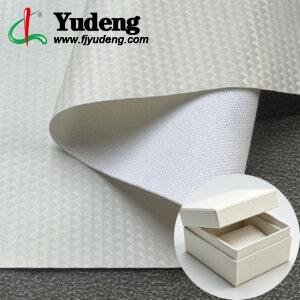 Tela de cuero sintético PU blanca para revestimiento de superficies (mediante termoprensado o costura).