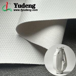 Tecido revestido com PU branco, material de couro PU para bolsas de pesca/bolsas de golfe.