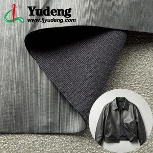 Black PU Coated Fabric PU Leather Material for Clothing/Apparel/Fashion Industry (Base Material Customizable)