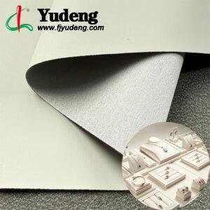 Material de cuero sintético PU de color gris claro para cajas de joyería (certificado según las normas medioambientales).
