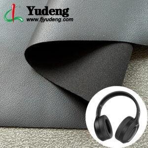 Black Leather Fabric PU Leather Material for Earphones/Headphones