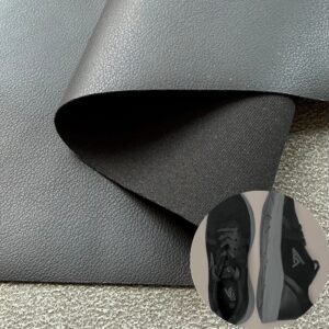 Black Fake Leather PU Leather Roll Material for Shoes and Clothes (Label, Upper, Jacket etc.)