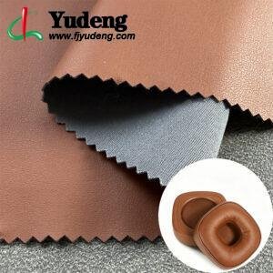 Bahan Kulit Sintetis PU Vegan Cokelat untuk Earphone/Headphone (Bersertifikat Standar Lingkungan)