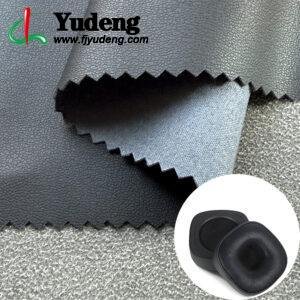 Black Man Made Leather PU Leather Material for Earphones/Headphones (Accept Surface Finishing Customization)