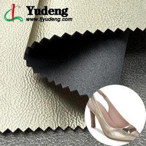 Pearl Light Gold Leatherette PU Leather Material for Shoes (Environmental Standard Certificated)