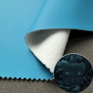 Blue PU Coated Fabric PU Leather Roll Material for Electronics Portable Bags (Earphone Bags, USB Cable Bags etc.)