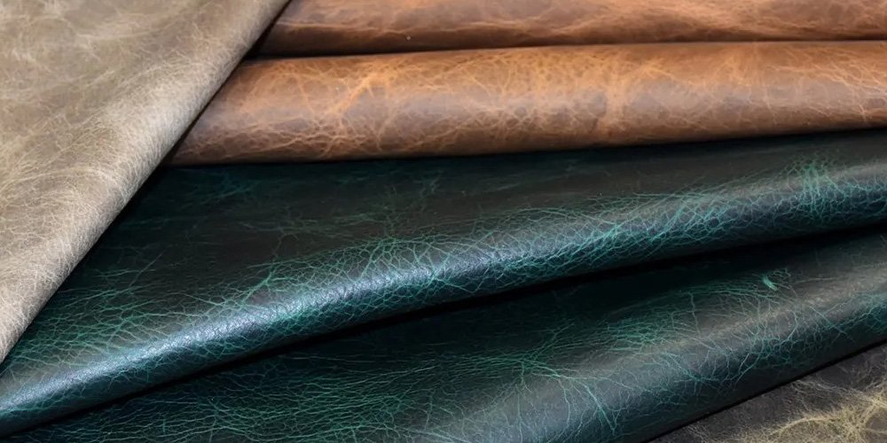 Tumbled vintage look texture PU leather sample