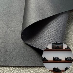 Black Leather Fabric PU Leather Roll Material for Shoes and Clothes (Sandal, Label, Upper, Jacket etc.)