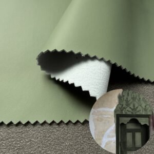 Kain Kulit PU Berlapis Hijau untuk Pelapis Furnitur atau Dekorasi (Sofa, Tempat Tidur, Lemari, Dinding Interior, dll.)