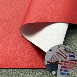 Red PU Leather from China PU Leather Roll Material for Screen Printing or Embroidery