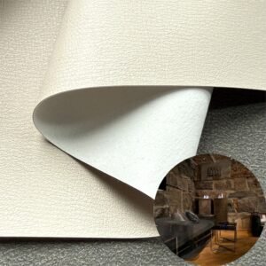 Rolo de tecido revestido com PU branco, imitando couro PU, ideal para estofamento de móveis ou decoração (sofás, camas, armários, paredes internas, etc.).