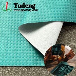 Green Woven Pattern PU Coated Fabric PU Leather Roll Material for Package Box Surface Cover (Jewelry Box, Cosmetic Box, Electronics Box etc.)