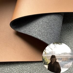 Brown PU Coated Fabric PU Leather Roll Material for Shoes and Clothes (Label, Upper, Jacket etc.)