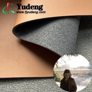 Brown PU Coated Fabric PU Leather Roll Material for Shoes and Clothes (Label, Upper, Jacket etc.)