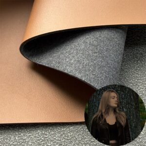 Brown PU Coated Fabric PU Leather Roll Material for Shoes and Clothes (Label, Upper, Jacket etc.)