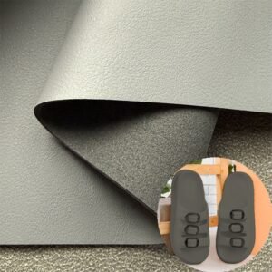 Gray Leather Fabric PU Leather Roll Material for Shoes and Clothes (Label, Upper, Jacket etc.)