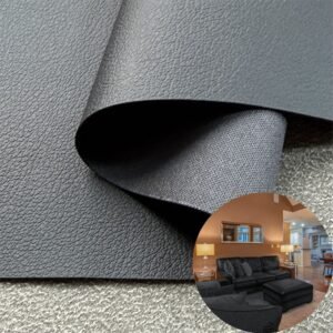Black PU Coated Fabric PU Leather Roll Material for Upholstery Furniture or Decoration (Sofas, Beds, Cabinets, Interior Wall etc.)