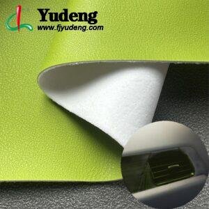 Rollo de cuero sintético PU verde para asientos de automóviles e interiores de automóviles.