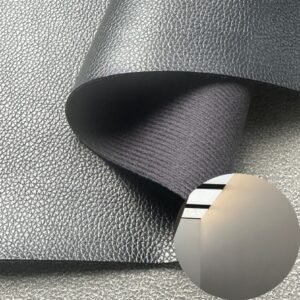 Kain Rexine PU Hitam, Bahan Gulungan Kulit PU untuk Pelapis Furnitur atau Dekorasi (Sofa, Tempat Tidur, Lemari, Dinding Interior, dll.)