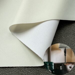 Rolo de couro sintético PU branco, ideal para estofamento de móveis ou decoração (sofás, camas, armários, paredes internas, etc.).
