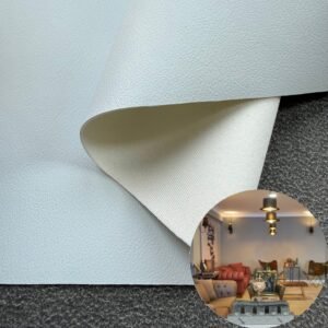 Rolo de tecido revestido com PU branco, imitando couro PU, ideal para estofamento de móveis ou decoração (sofás, camas, armários, paredes internas, etc.).