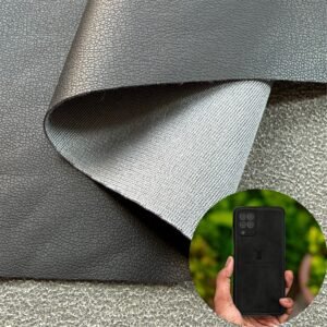 Black PU Coated Fabric PU Leather Roll Material for Tablet Cases Phone Cover